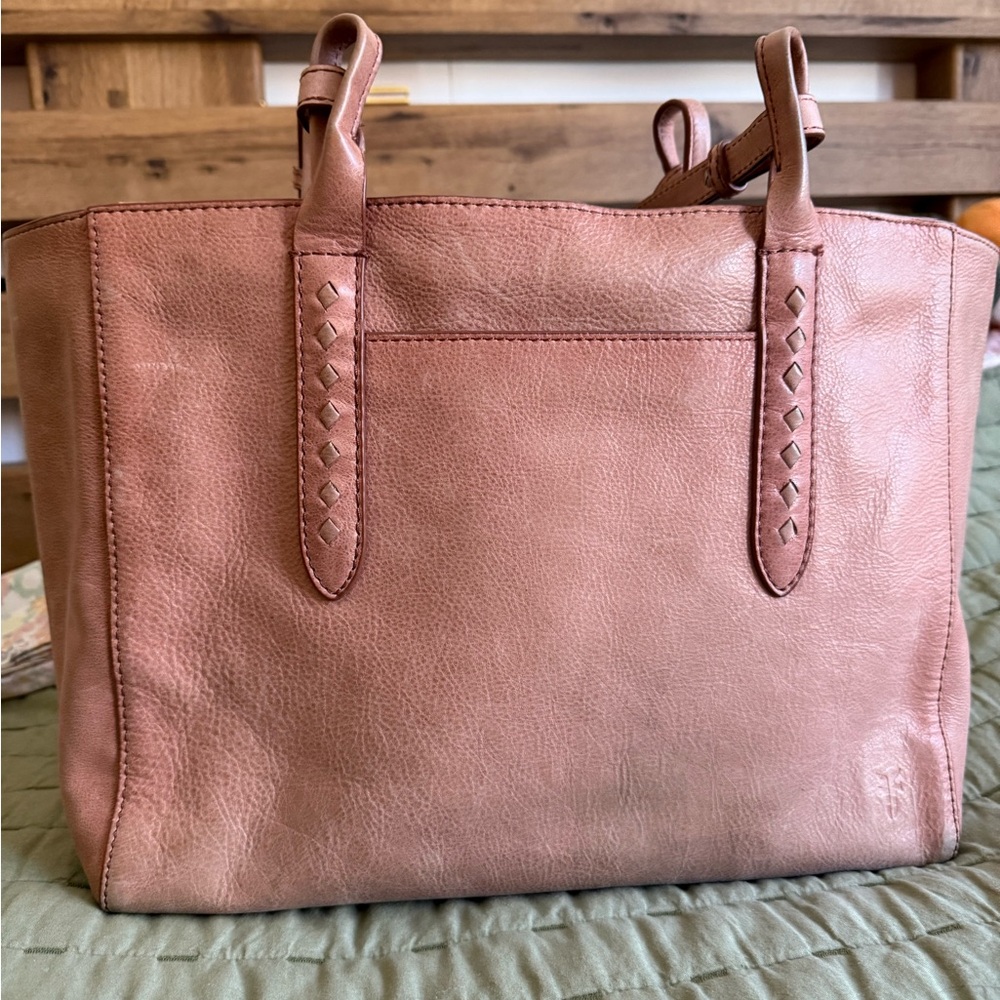 Frye Pink Leather Tote Bag with Structured Design